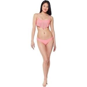 Jessica Simpson Pink Coral Bikini Set Bra eyelet + Hipster style Bottom Small